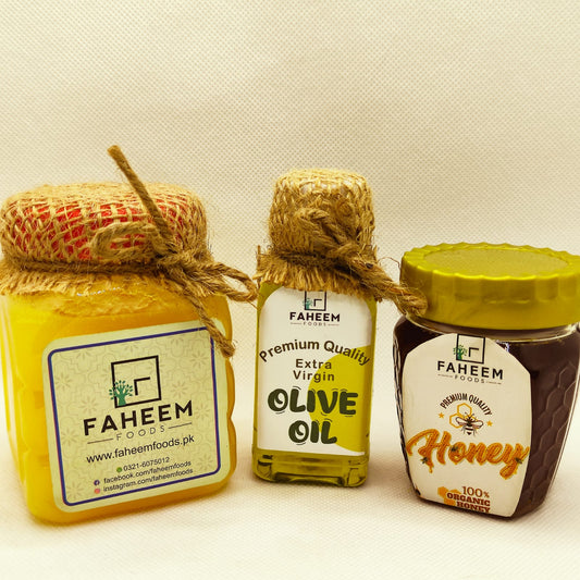 Tester Pack (Desi Ghee 200g + Olive Oil 60ml + Beri Honey 140g)